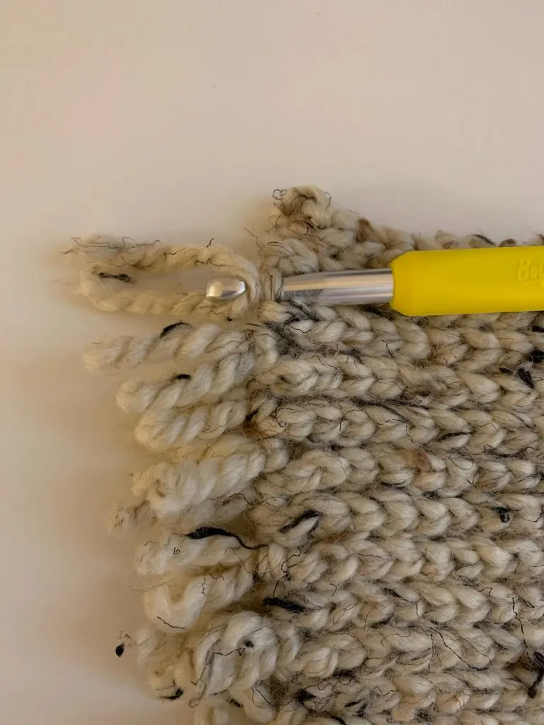 adding fringe to crochet rug