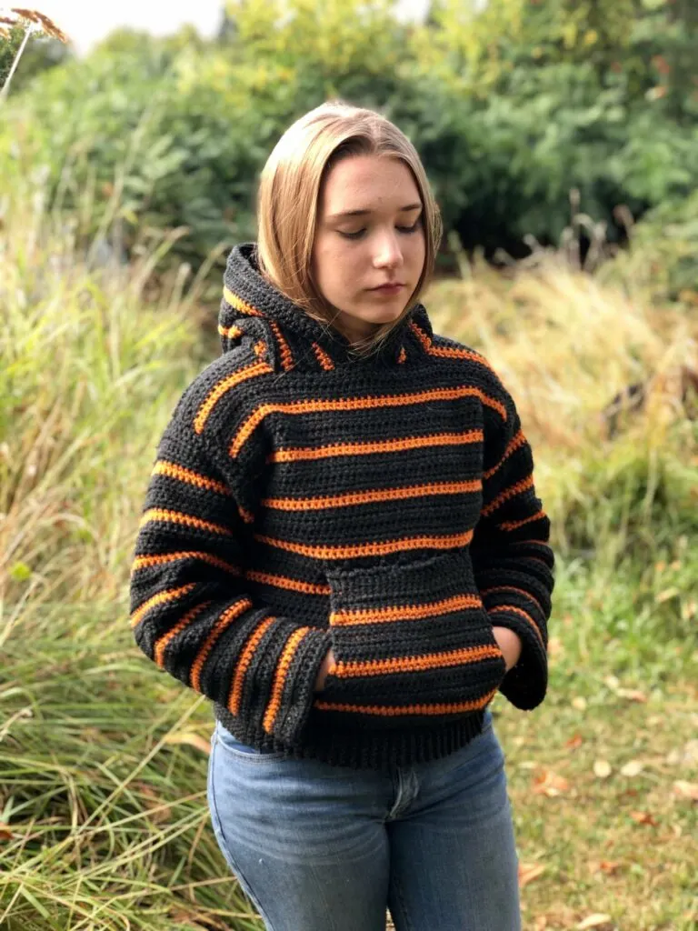 striped crochet hoodie pattern