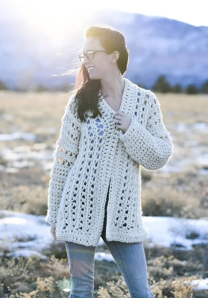 light snow oversized crochet cardigan pattern