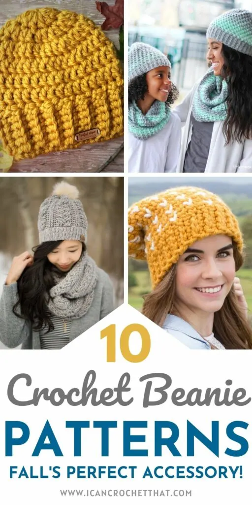 a round up of beanie patterns to crochet this fall
