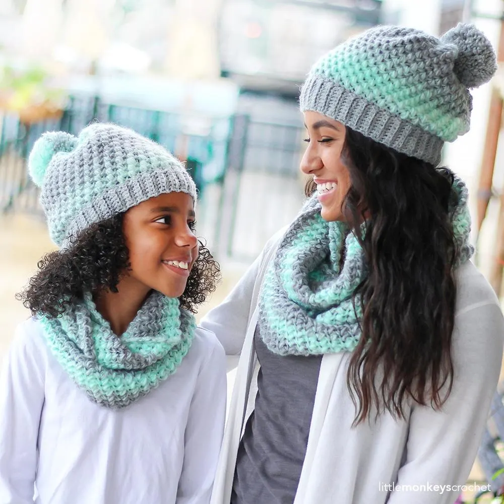 mother daughter crochet beanie and scarf pattern