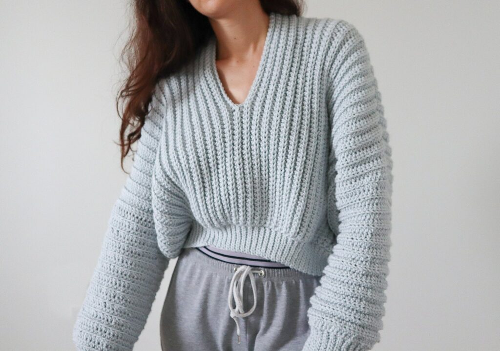 Crochet V Neck Sweater - Crochet with Carrie