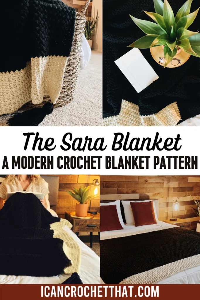 a collage of the sara crochet blanket pattern