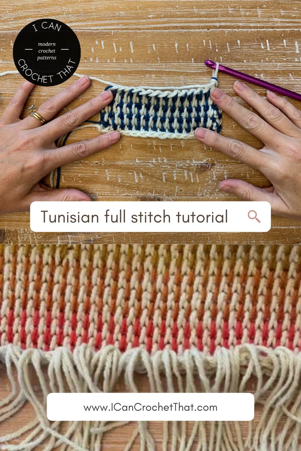 Tunisian Crochet Full Stitch, Multi Color - Step by Step Stitch Pattern +  Tutorial for Beginners 