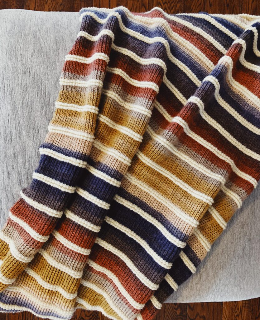 striped Tunisian crochet blanket pattern