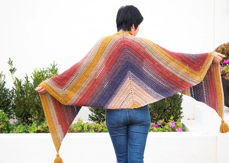crochet shawl pattern with self striping yarn