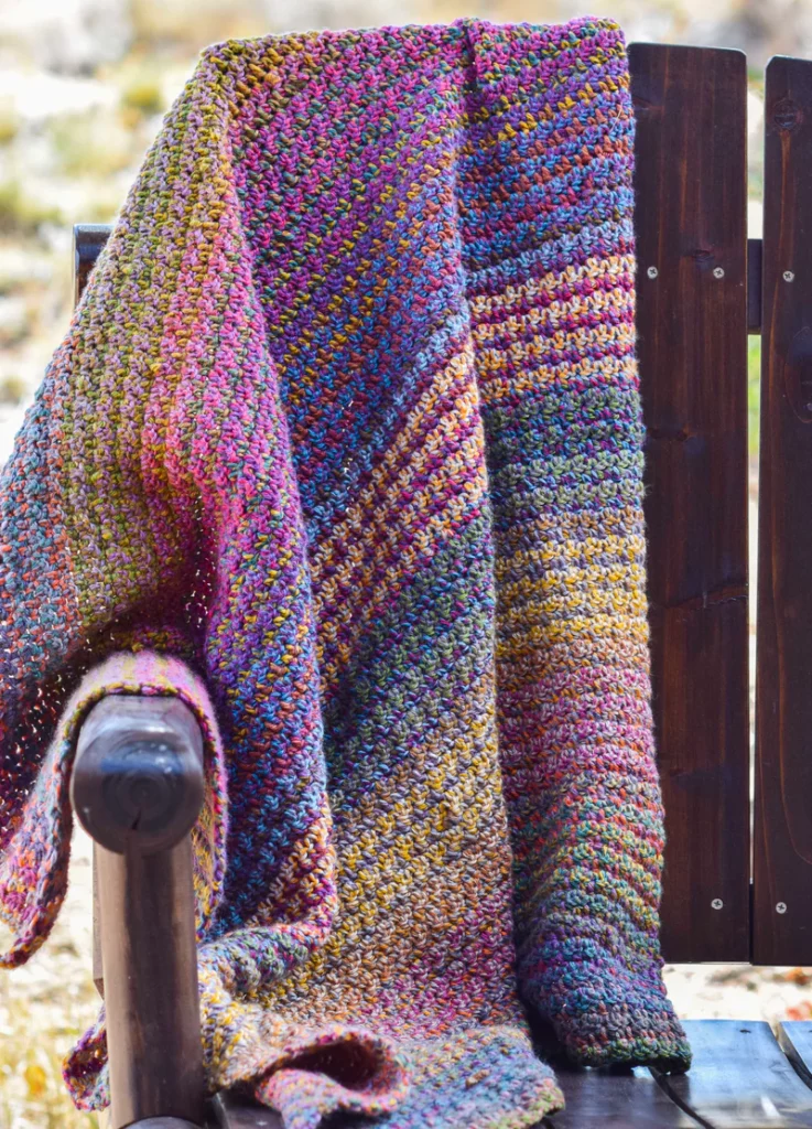 crochet blanket with self striping yarn