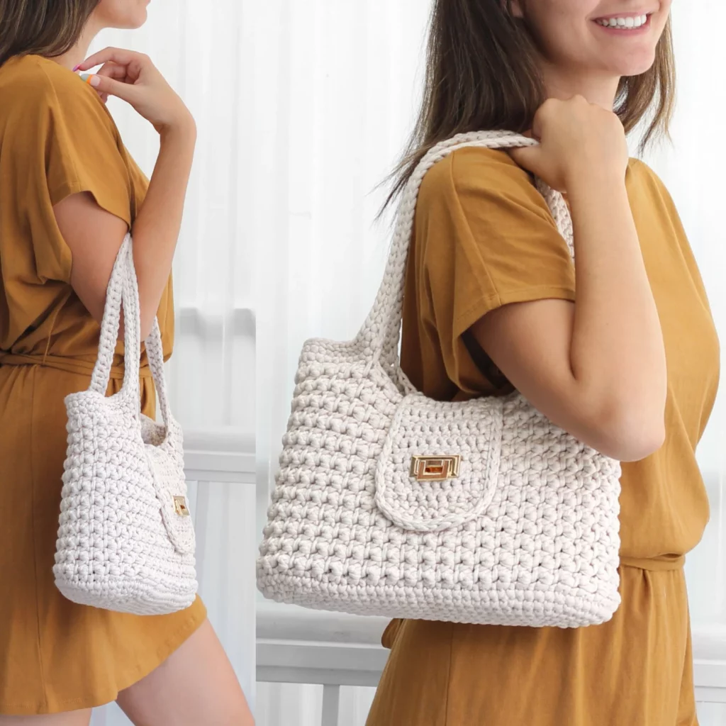 Crochet Bag Pattern with leather straps – CraftwithJess