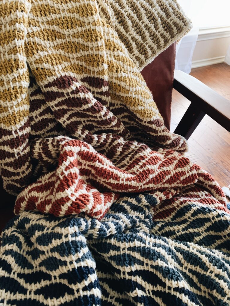 The Jessica crochet throw featuring the Tunisian crochet wave stitch
