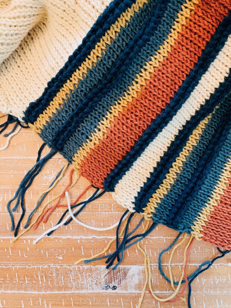 Tunisian crochet camping blanket