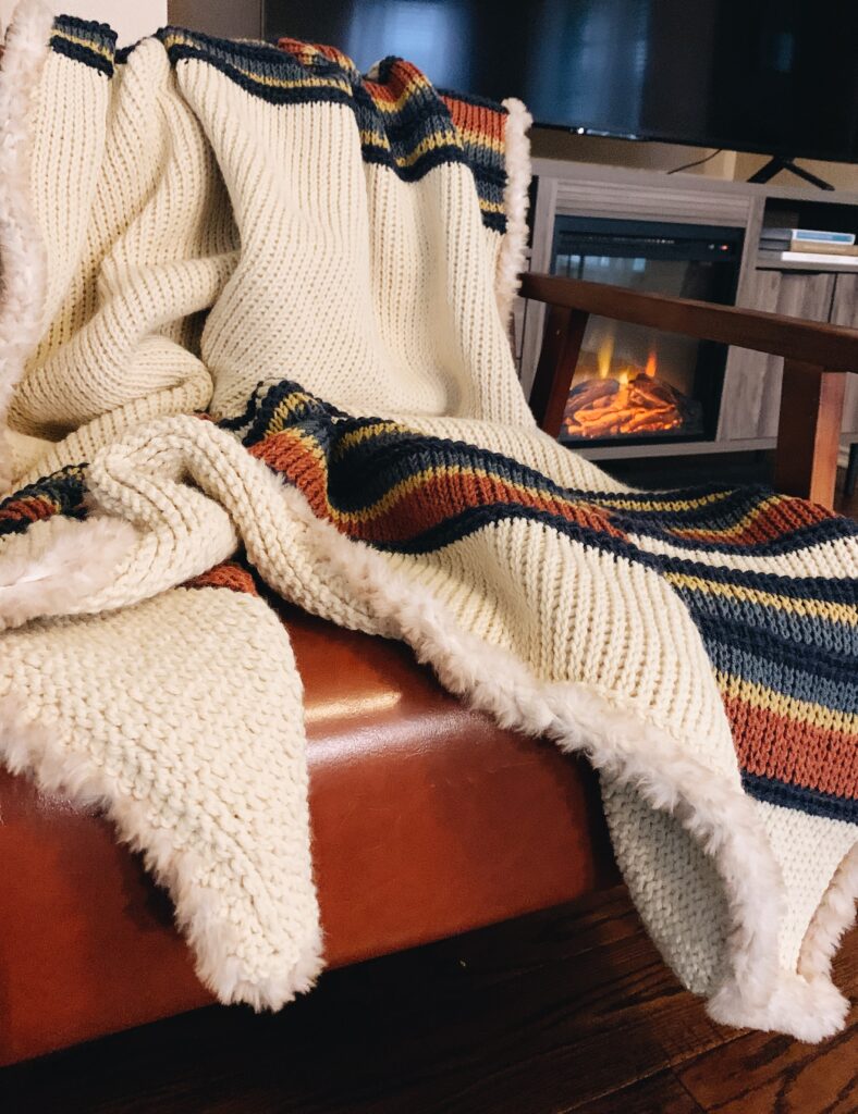 crochet blanket with faux fur edge