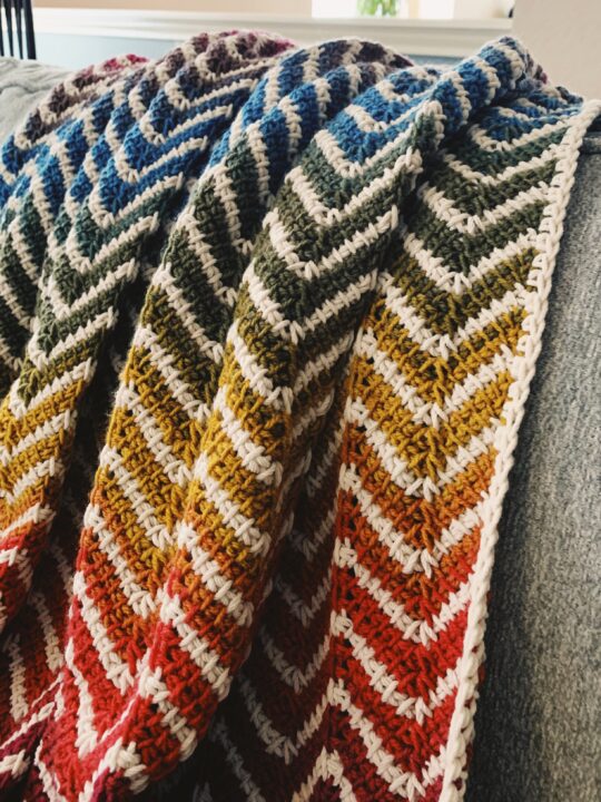Tunisian Crochet Rainbow Blanket Pattern