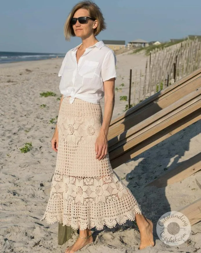 Spring wardrobe ready 🌸🌸 pictured: Massena Top + Skirt Set Crochet  Patterns - available on TheCrocheting.com #crocheting