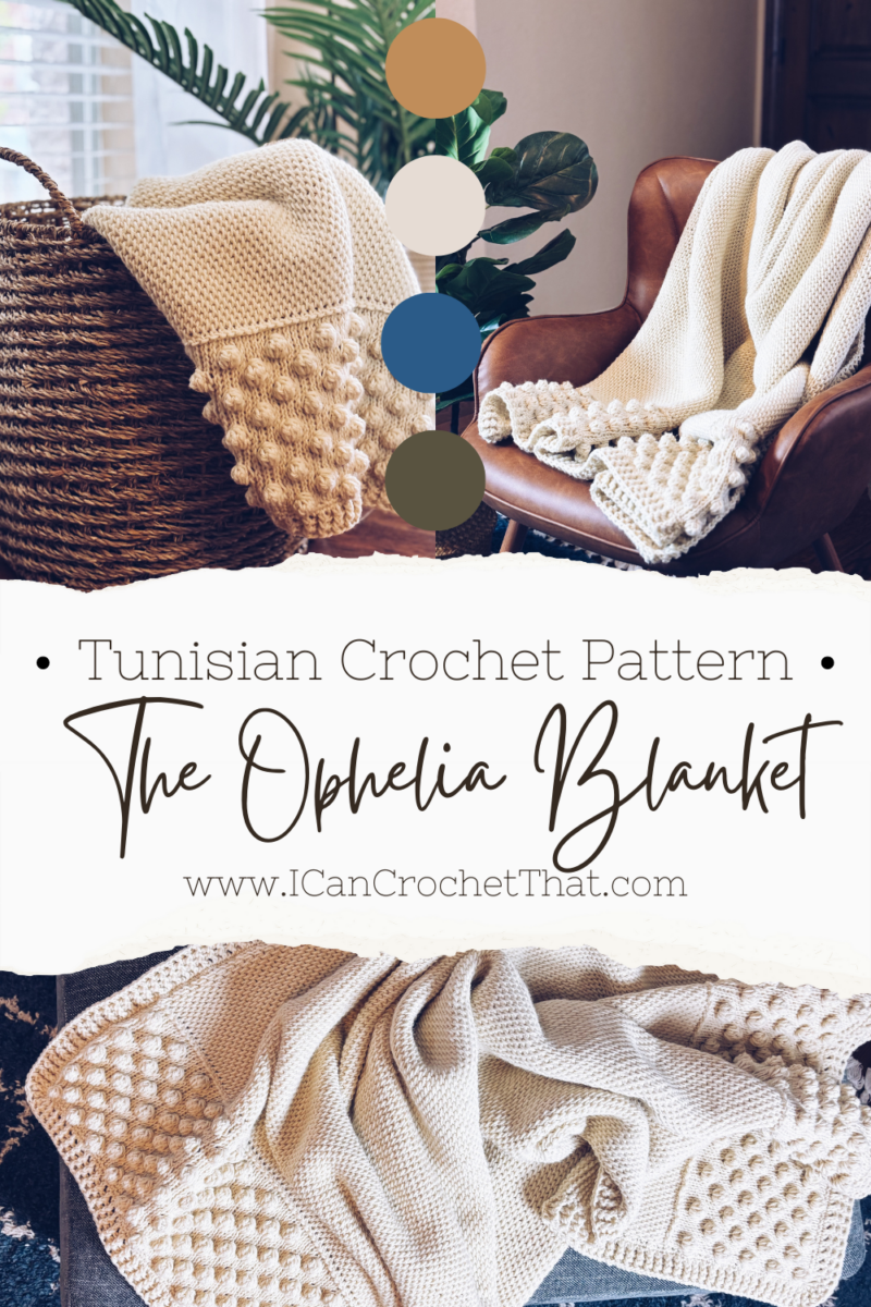 Tunisian Crochet Bobble Border Blanket | The Ophelia - I Can Crochet That