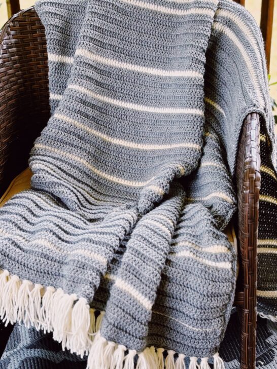 Beginner-Friendly Double Crochet Blanket Pattern – Coastal Stripes Throw