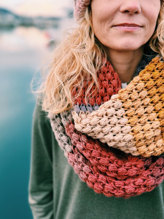 Tunisian Crochet Puff Stitch Infinity Scarf Pattern