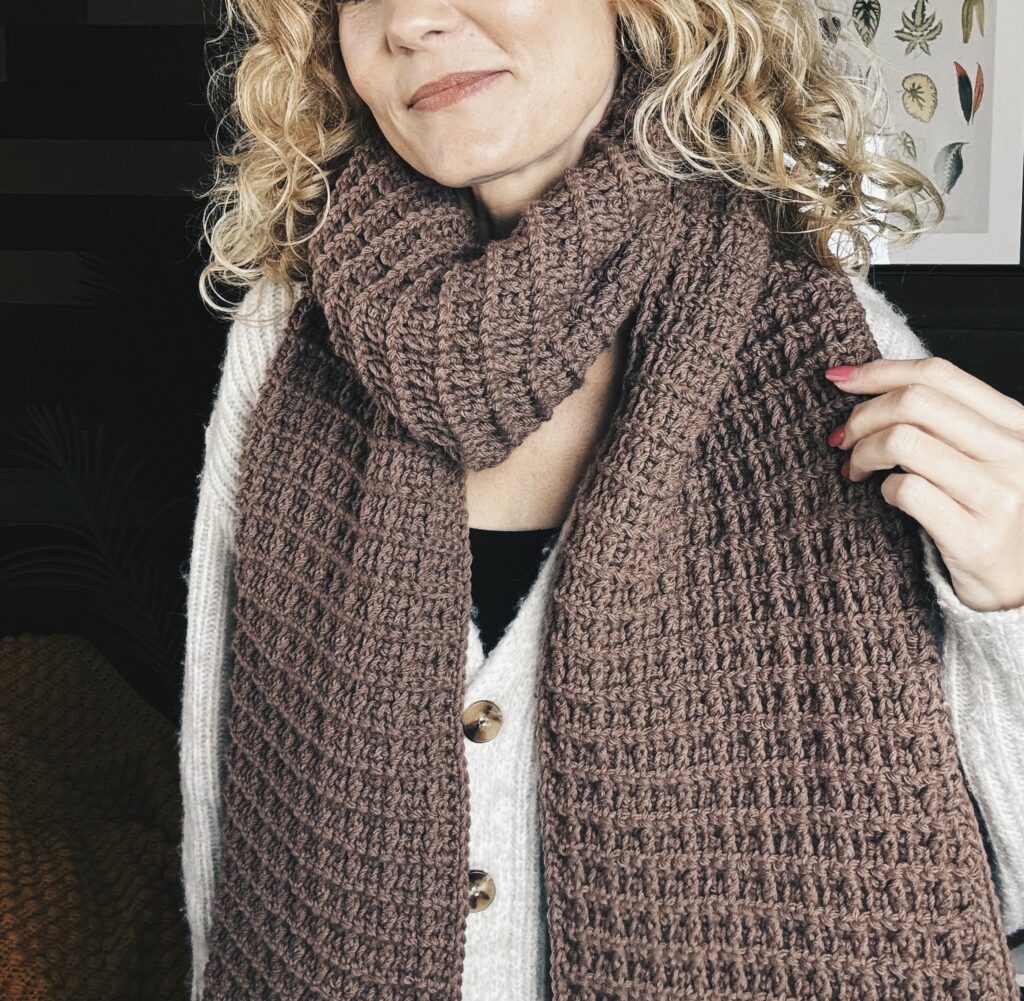 Tunisian Crochet Waffle Stitch Scarf – How-To Guide