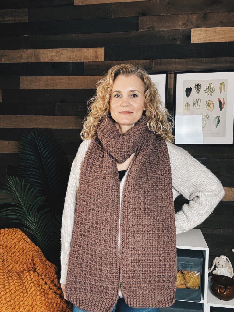 Free Tunisian Crochet Waffle Stitch Scarf Pattern