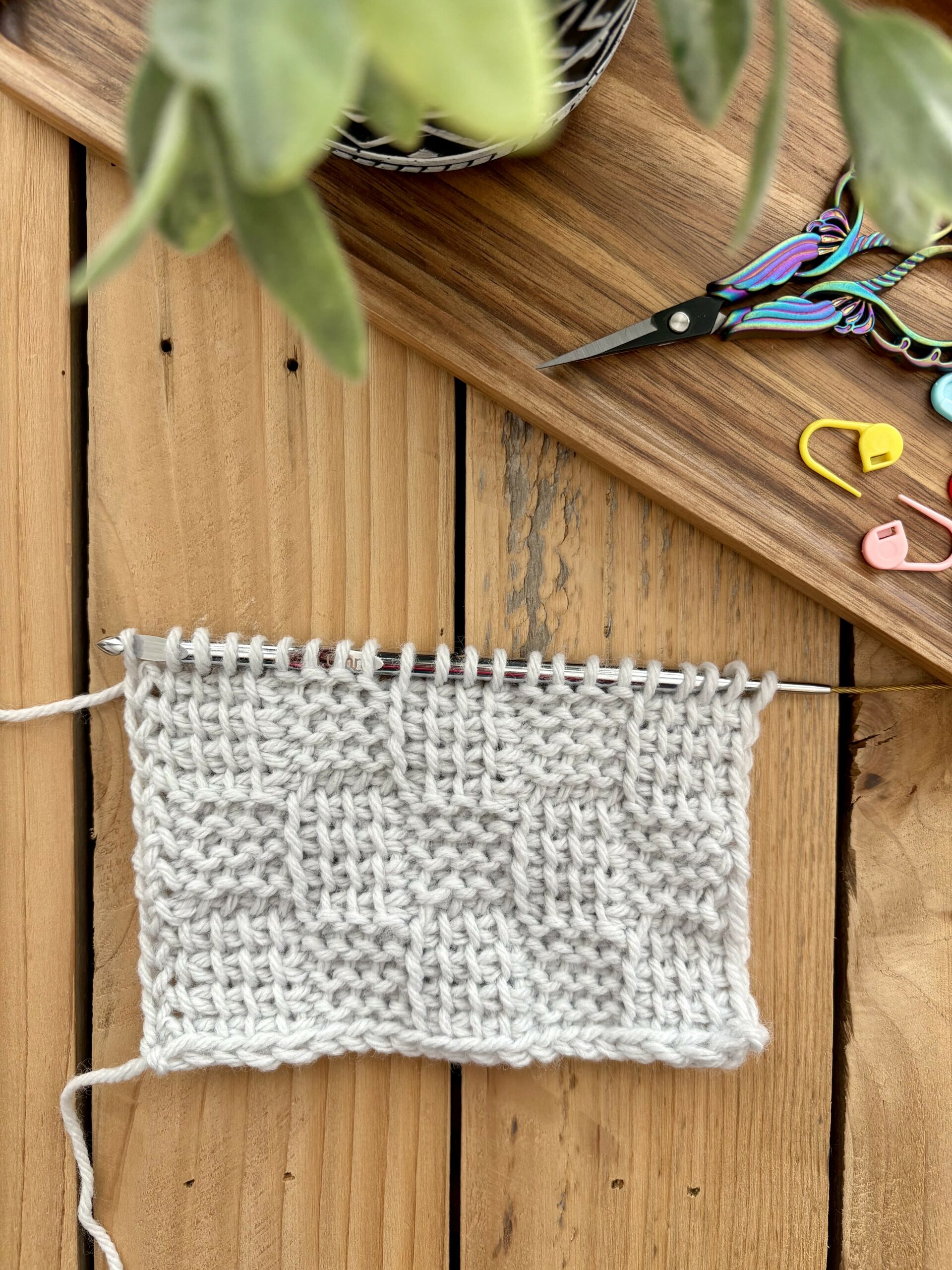 Tunisian crochet basketweave stitch with simple stitch and purl stitch