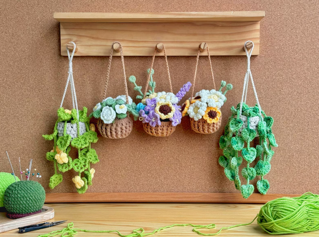 crochet flowers in a pot pattern