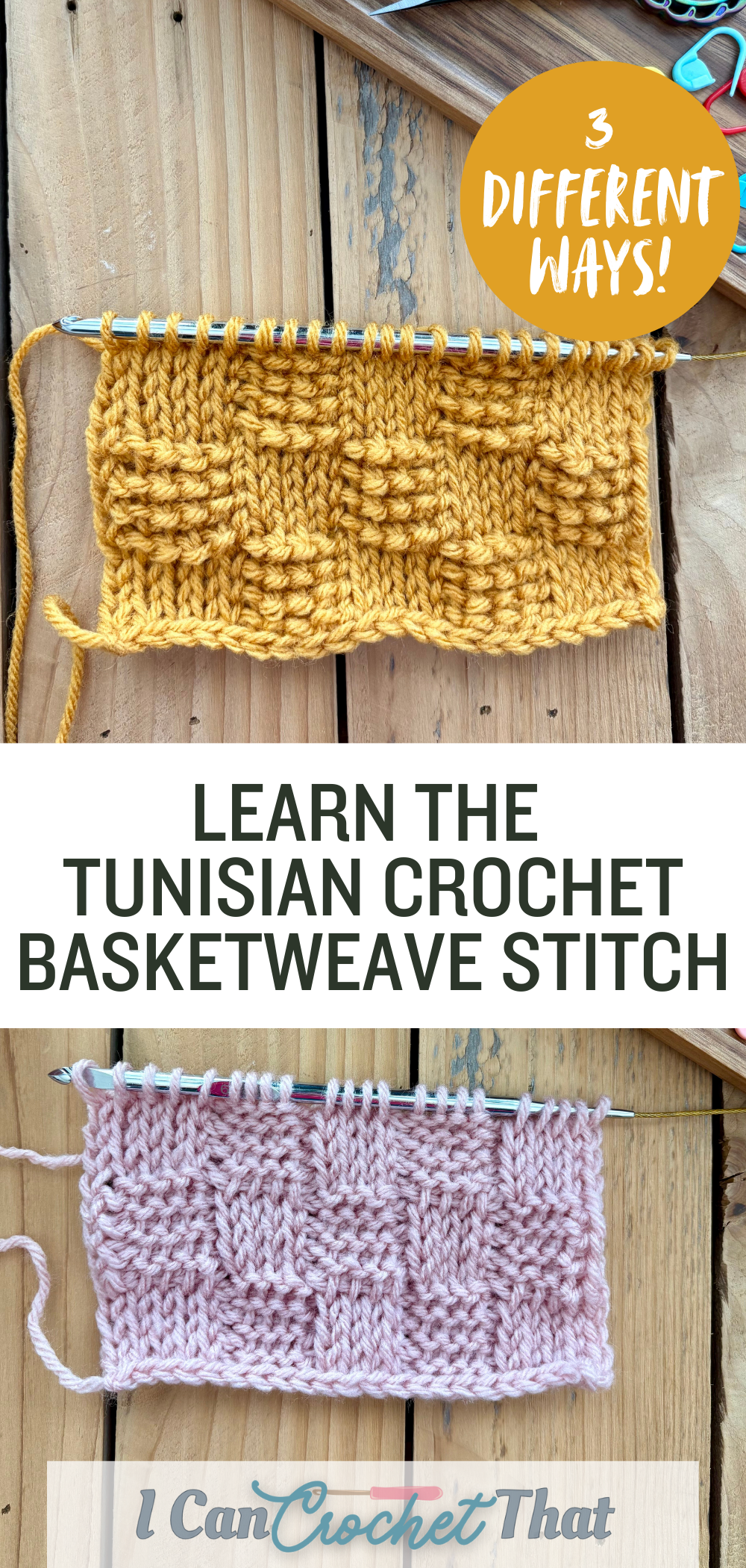 learn how to do the Tunisian crochet basketweave stitch