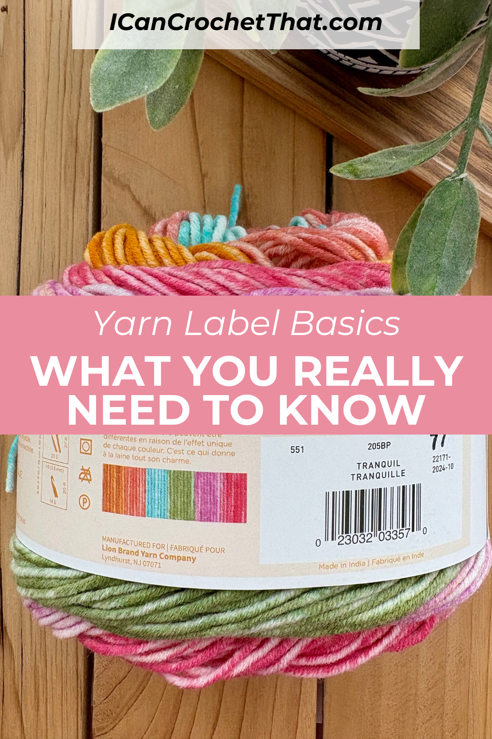 Flat lay of yarn skeins with readable labels showing weights and symbols