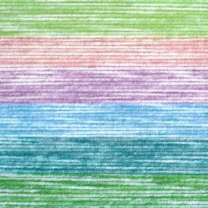 Horizontal bands of pastel colors, including green, pink, purple, blue, and teal, are arranged in parallel lines for a textured look—perfect inspiration for a Felicity Blanket or an interlocking shell stitch crochet pattern.