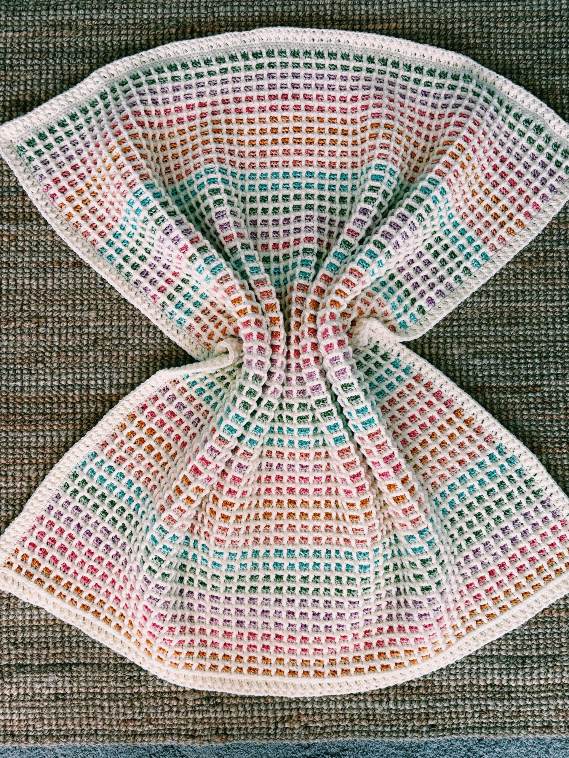 waffle stitch blanket in various sizes and color schemes