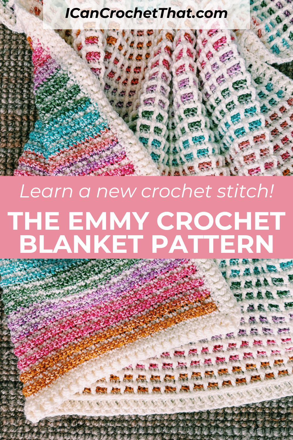 Emmy Blanket laid out flat, highlighting texture and color variations